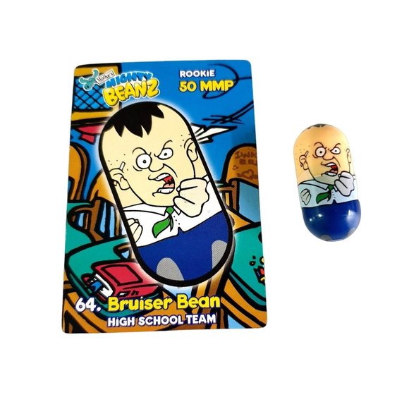 Mighty Beanz 64 Bruiser Bean 2002 Series 2 Moose Entertainment With Playing Card - Picture 1 of 6